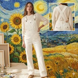 Faherty Cream Women's Denim Overalls